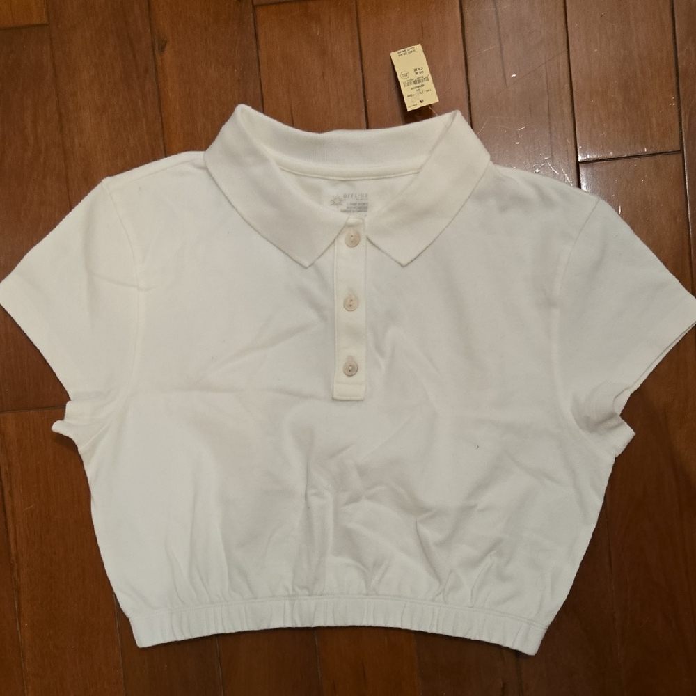 White Polo Crop Top for Kids